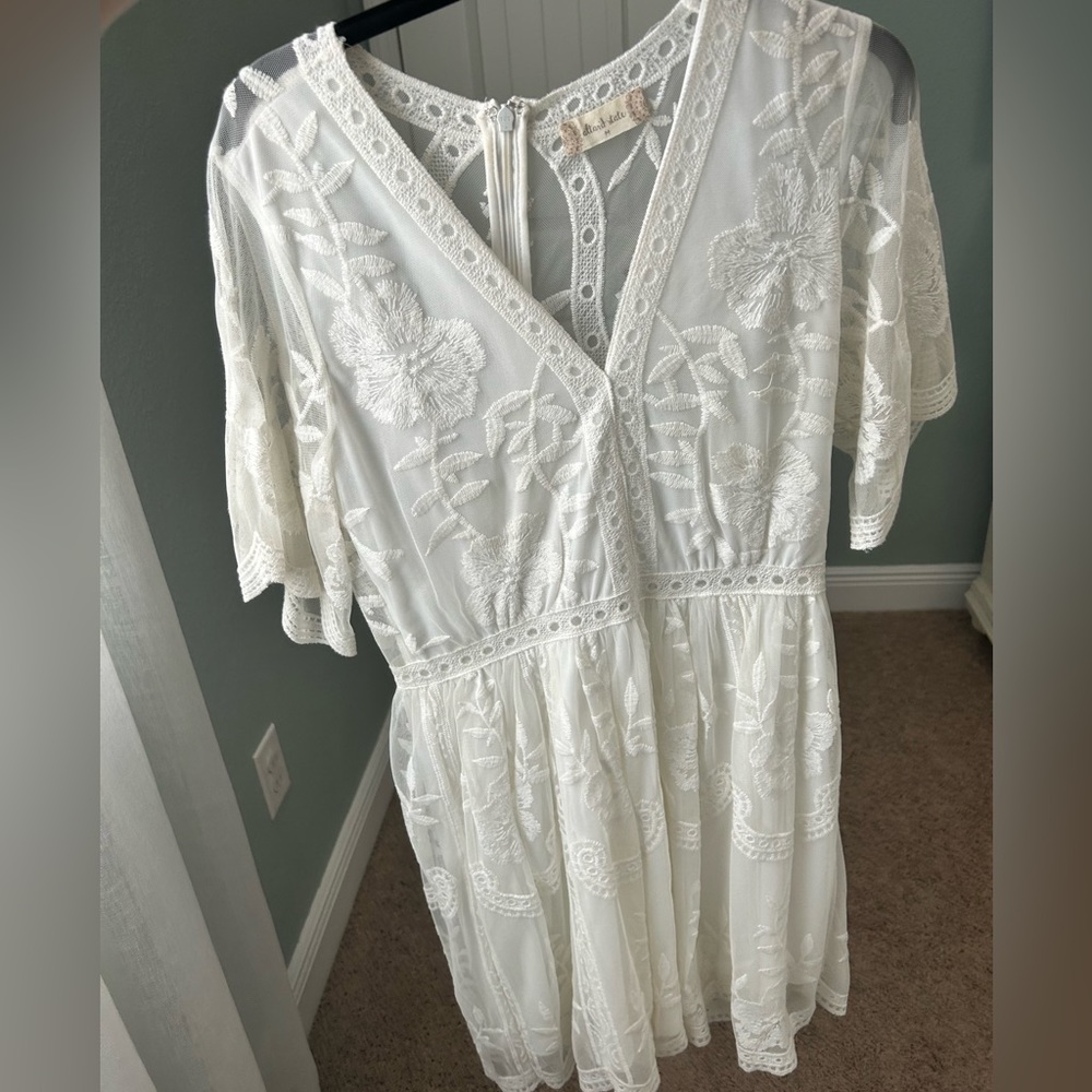White floral dress with shear back